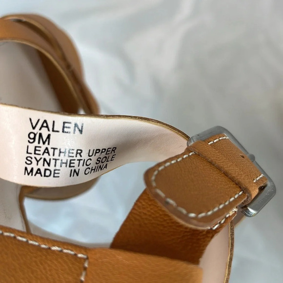 TAHARI Valen Wedge Crisscross Sandals Camel Brown Genuine Leather Open Toe 9 - Picture 7 of 9